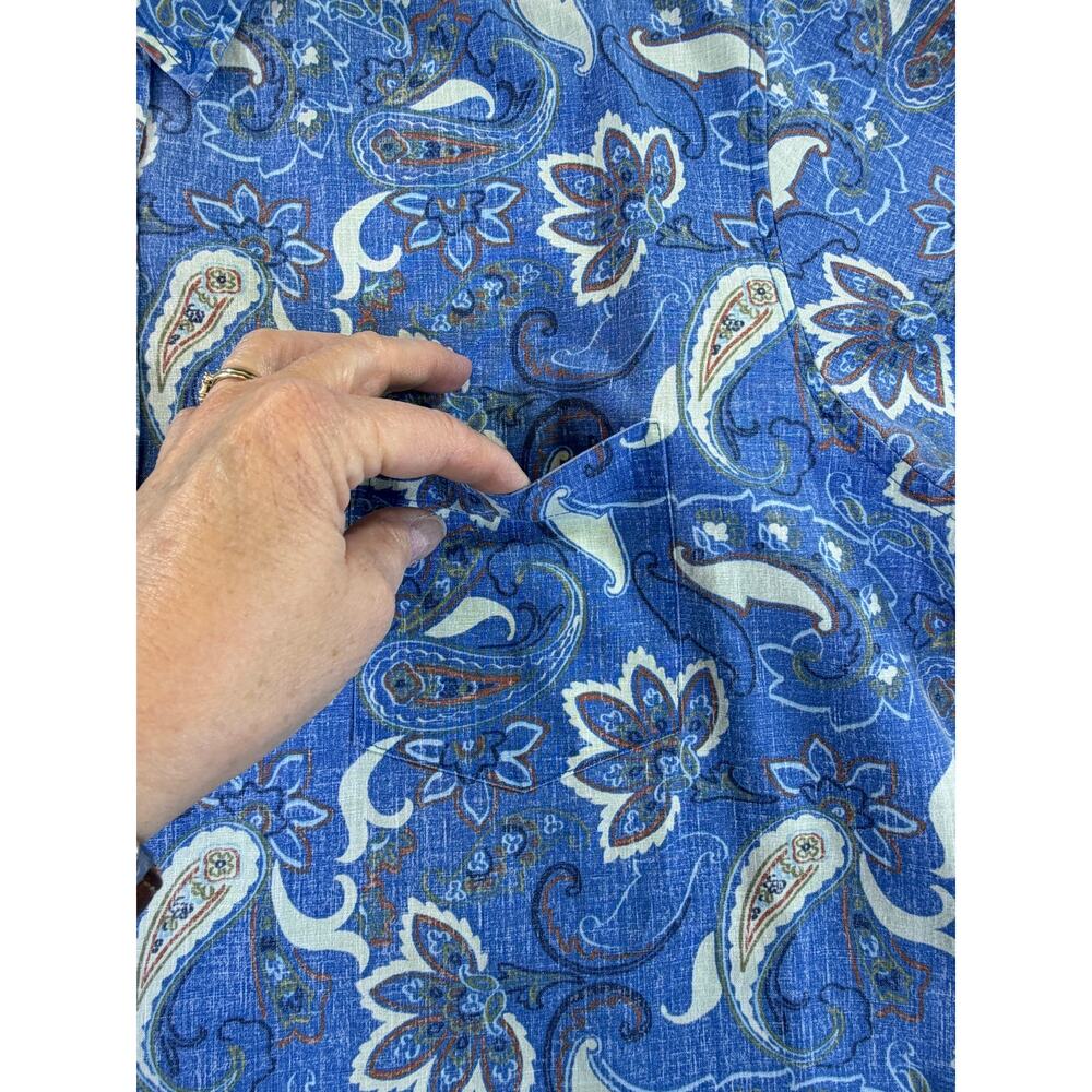 Reyn Spooner Men's 2XL Blue Hawaiian Floral Paisley Short Sleeve Button Shirt - Picture 8 of 8
